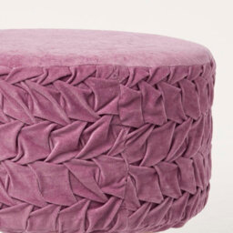 Homescapes Lyla Lilac Pleated Velvet Footstool, 40 Cm Tall - thumbnail 4