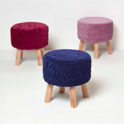 Homescapes Lyla Lilac Pleated Velvet Footstool, 40 Cm Tall - thumbnail 6