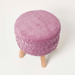 Homescapes Lyla Lilac Pleated Velvet Footstool, 40 Cm Tall - thumbnail 5