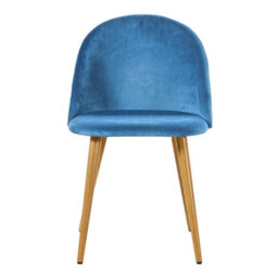 Life Interiors Set Of 2 Blue Lucia Ergonomic Velvet Dining Chairs With Wooden Legs, Modern Upholstered Accent Chair - thumbnail 7