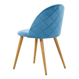Life Interiors Set Of 2 Blue Lucia Ergonomic Velvet Dining Chairs With Wooden Legs, Modern Upholstered Accent Chair - thumbnail 8