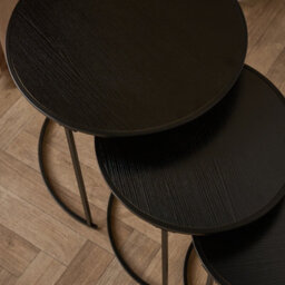 Ohs Manhattan Round Nesting Side Coffee Table With Metal Frame - Black - thumbnail 2