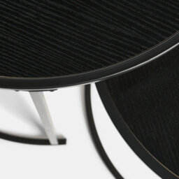 Ohs Manhattan Round Nesting Side Coffee Table With Metal Frame - Black - thumbnail 5