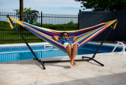 Vivere Double Cotton Hammock With Stand (250Cm) - Tropical - thumbnail 4