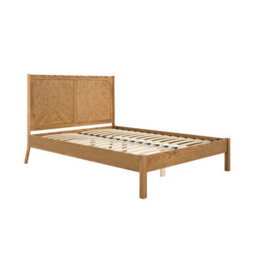 Wyld Haus Dungarvan 5Ft King Size Natural Wood Bed With Chevron Headboard - thumbnail 2