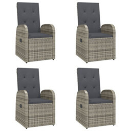 Walplus 5 Piece Garden Outdoor Dining Set Suitable For Backyard, Patio Grey Poly Rattan&solid Wood Acacia - thumbnail 4
