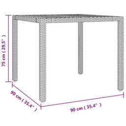 Walplus 5 Piece Garden Outdoor Dining Set Suitable For Backyard, Patio Grey Poly Rattan&solid Wood Acacia - thumbnail 9