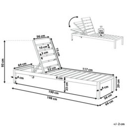 Beliani Sun Lounger Nardo Reclining Metal Black/ Silver - thumbnail 3