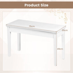 Costway 75Cm Pu Leather Piano Bench Double Duet Seat Padded Vanity Stool W/ Storage - thumbnail 2