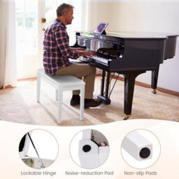 Costway 75Cm Pu Leather Piano Bench Double Duet Seat Padded Vanity Stool W/ Storage - thumbnail 7