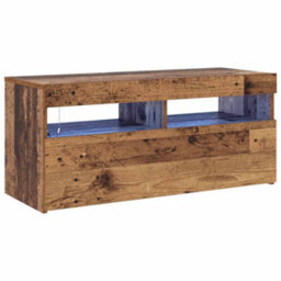 Berkfield Modern Tv Cabinet With Led Lights Old Wood 90X35X40 Cm Engineered Wood - thumbnail 1