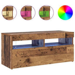 Berkfield Modern Tv Cabinet With Led Lights Old Wood 90X35X40 Cm Engineered Wood - thumbnail 4