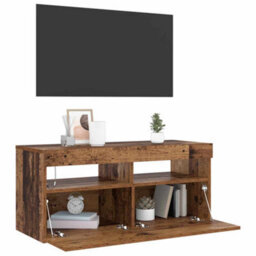 Berkfield Modern Tv Cabinet With Led Lights Old Wood 90X35X40 Cm Engineered Wood - thumbnail 5