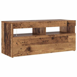 Berkfield Modern Tv Cabinet With Led Lights Old Wood 90X35X40 Cm Engineered Wood - thumbnail 7