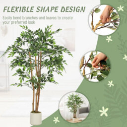 Homcom 150Cm Artificial Ficus Tree, Faux Plant For Home Decor - thumbnail 6