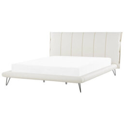 Beliani Bed Faux Leather Betin 180 X 200 Cm (Eu Super King) Light Beige