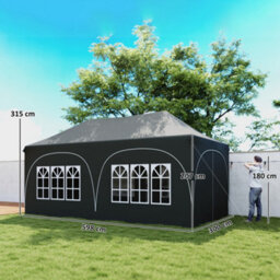 Outsunny 3 X 6M Pop Up Gazebo With Sides, Peak Top Garden Party Tent Marquee - thumbnail 3