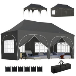 Outsunny 3 X 6M Pop Up Gazebo With Sides, Peak Top Garden Party Tent Marquee - thumbnail 2