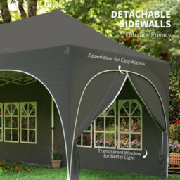 Outsunny 3 X 6M Pop Up Gazebo With Sides, Peak Top Garden Party Tent Marquee - thumbnail 7