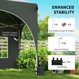 Outsunny 3 X 6M Pop Up Gazebo With Sides, Peak Top Garden Party Tent Marquee - thumbnail 5