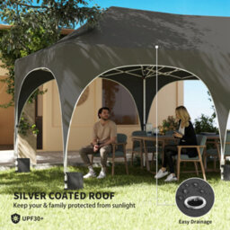 Outsunny 3 X 6M Pop Up Gazebo With Sides, Peak Top Garden Party Tent Marquee - thumbnail 6