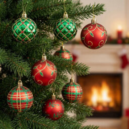 CLEFFNS 30Pcs Christmas Balls Ornaments, Red Green And Gold Ball Ornaments, Christmas Tree Decorations Hanging Christmas Ornaments - thumbnail 8