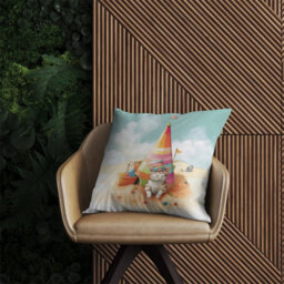 Warren Reed Designer Cat On A Beach Holiday Outdoor Cushion 45Cm X 45Cm - thumbnail 2
