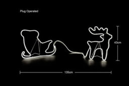 Shatchi Reindeer With Sleigh Neon Effect Rope Light Silhouette Double Side 90 Cool White Leds - thumbnail 2