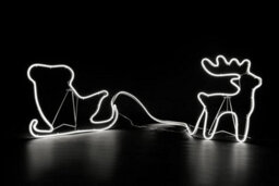 Shatchi Reindeer With Sleigh Neon Effect Rope Light Silhouette Double Side 90 Cool White Leds - thumbnail 1