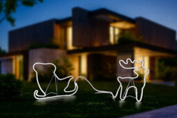 Shatchi Reindeer With Sleigh Neon Effect Rope Light Silhouette Double Side 90 Cool White Leds - thumbnail 3