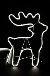 Shatchi Reindeer With Sleigh Neon Effect Rope Light Silhouette Double Side 90 Cool White Leds - thumbnail 5