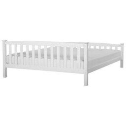 Beliani Bed Pine Wood Giverny 180 X 200 Cm (Eu Super King) White - thumbnail 5
