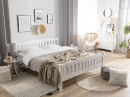 Beliani Bed Pine Wood Giverny 180 X 200 Cm (Eu Super King) White - thumbnail 2