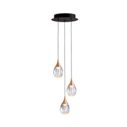 Luminosa Lighting Luminosa Corina Cluster Pendant Ceiling 3 Light Black, Copper Led 3000K - Uk Stock - thumbnail 5