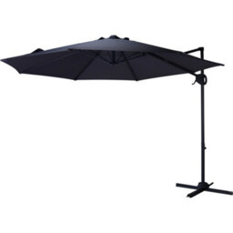 Jack Stonehouse Jsh 3M Roma Garden Parasol Dark Grey Outdoor 180G Polyester Patio Decking Terrace Umbrella Shade With Hand Crank - thumbnail 1