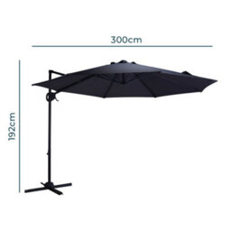 Jack Stonehouse Jsh 3M Roma Garden Parasol Dark Grey Outdoor 180G Polyester Patio Decking Terrace Umbrella Shade With Hand Crank - thumbnail 4