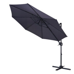 Jack Stonehouse Jsh 3M Roma Garden Parasol Dark Grey Outdoor 180G Polyester Patio Decking Terrace Umbrella Shade With Hand Crank - thumbnail 5