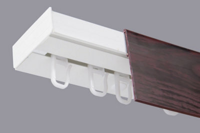Single Curtain Ceiling Rail Track Pcv 360 Cm (L) Hooks + Mahogany Cover