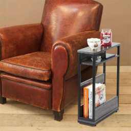 Grey  Modern 3 Tier Narrow Side Table With Storage Shelf Slim End Table Sofa - thumbnail 4