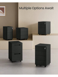 Songmics Mobile File Cabinet,lockable,with 4 Drawers,hold Documents,for Office,home,39 X 45 X 69.3 Cm,ink Black ,cloud White - thumbnail 6