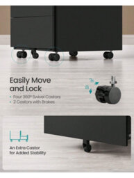 Songmics Mobile File Cabinet,lockable,with 4 Drawers,hold Documents,for Office,home,39 X 45 X 69.3 Cm,ink Black ,cloud White - thumbnail 4