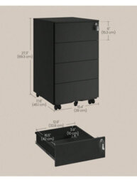 Songmics Mobile File Cabinet,lockable,with 4 Drawers,hold Documents,for Office,home,39 X 45 X 69.3 Cm,ink Black ,cloud White - thumbnail 5