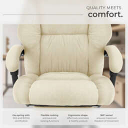Tectake Office Chair Gillian With Folding Footrest, 360 Swivel, Padding And Velour Cover - Beige - thumbnail 9