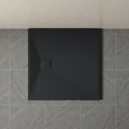Sundaze 800 X 800mm Smc Black Square Slate Effect Bathroom Shower Tray - thumbnail 1