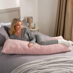 OHS Long Bolster Pillow Teddy Fleece Body Neck Pregnancy Support Cushion - thumbnail 3
