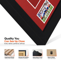 "AK Frames 77.5X58.5Cm Matte Black Shirt Frame With Crimson Mount -49X42.5Cm Shirt Window -5X.3.5"" Photos - 7.5X4.5Cm Name Plate" - thumbnail 7