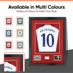 "AK Frames 77.5X58.5Cm Matte Black Shirt Frame With Crimson Mount -49X42.5Cm Shirt Window -5X.3.5"" Photos - 7.5X4.5Cm Name Plate" - thumbnail 6