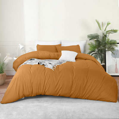 Bedlooms Ochre Cotton Duvet Cover Set, Breathable & Anti-Allergic Bedding Pack, Single 135X200Cm - image 1