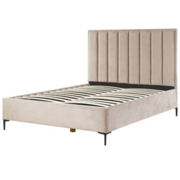 Beliani Bedroom Set Velvet Sezanne 160 X 200 Cm (Eu King Size) Taupe - thumbnail 8