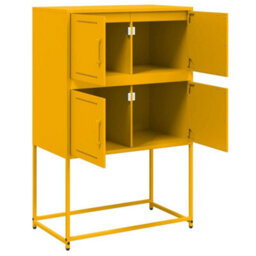 Berkfield Sideboard Mustard Yellow 68.5X38.5X107 Cm Steel - thumbnail 9